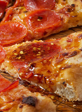 pepperoni pizza with great honey